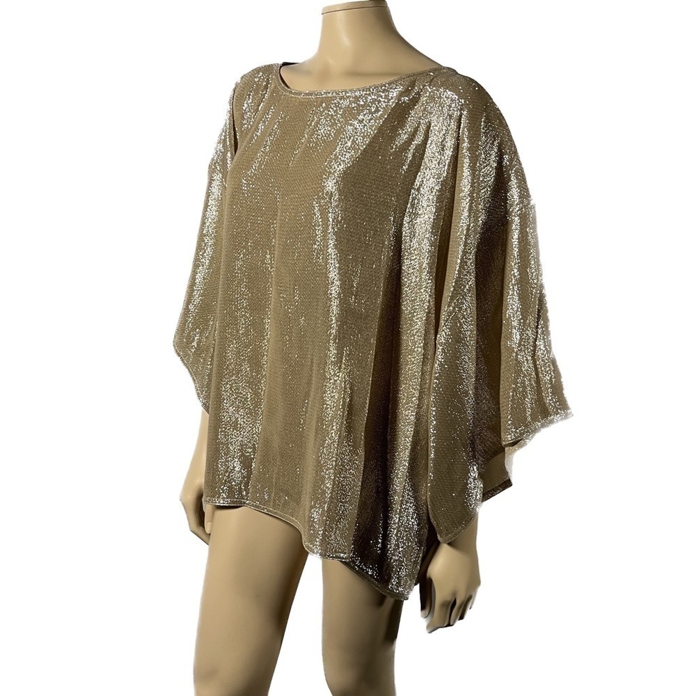 NWT Tory Burch Robinson Champagne Gold Lurex Silk Metallic Top